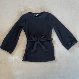 Bailey’s Blossom Bell Sleeve Tie-Waist Black Dress 2T